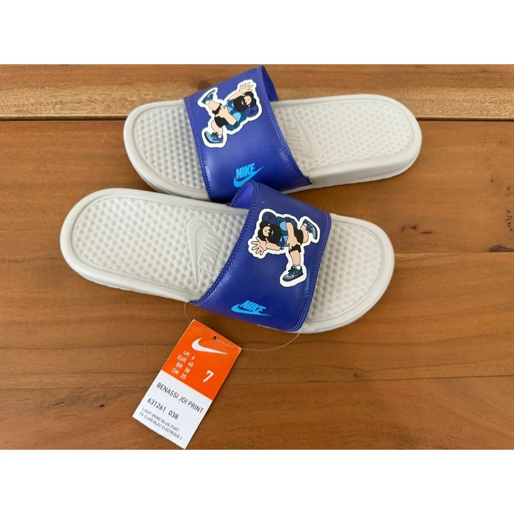 Nike Benassi JDI Slides Sandal Blue Fury Hiker 631261-038 Men's 7